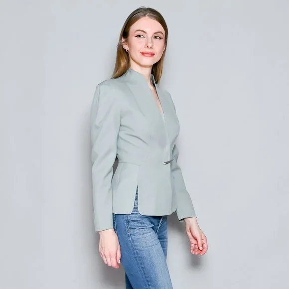 THIERRY MUGLER Vintage Seafoam Wool Structured Blazer - Picture 4 of 14
